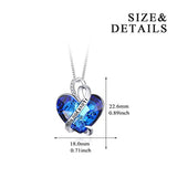 I Love You Mom Series - Sterling Silver Mom and Infinite Love Necklace  Heart Pendant with Blue Crystal - Fine Jewelry Birthday Gifts for Mom