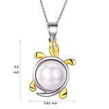 S925 Sterling silver Turtle Necklace,Pearl Sea Turtle Pendant Necklace, Good Luck and Health Gift for Women