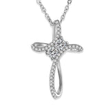 Pendant Necklace 14K White Gold Plated Cubic Zirconia Necklace Jewelry Gift for Women 18
