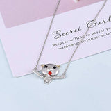 925 Sterling Silver Cute Pig with CZ Piggy Pendant Necklace Animal Jewelry Gift for Women