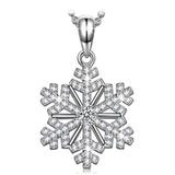 Silver Snowflake CZ Pendant Necklace