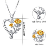 Rose Necklace for Women 925 Sterling Silver Rose Heart Necklaces for Mom Flower Love Heart Pendant Necklace Rose Sunflower Jewelry for Wife