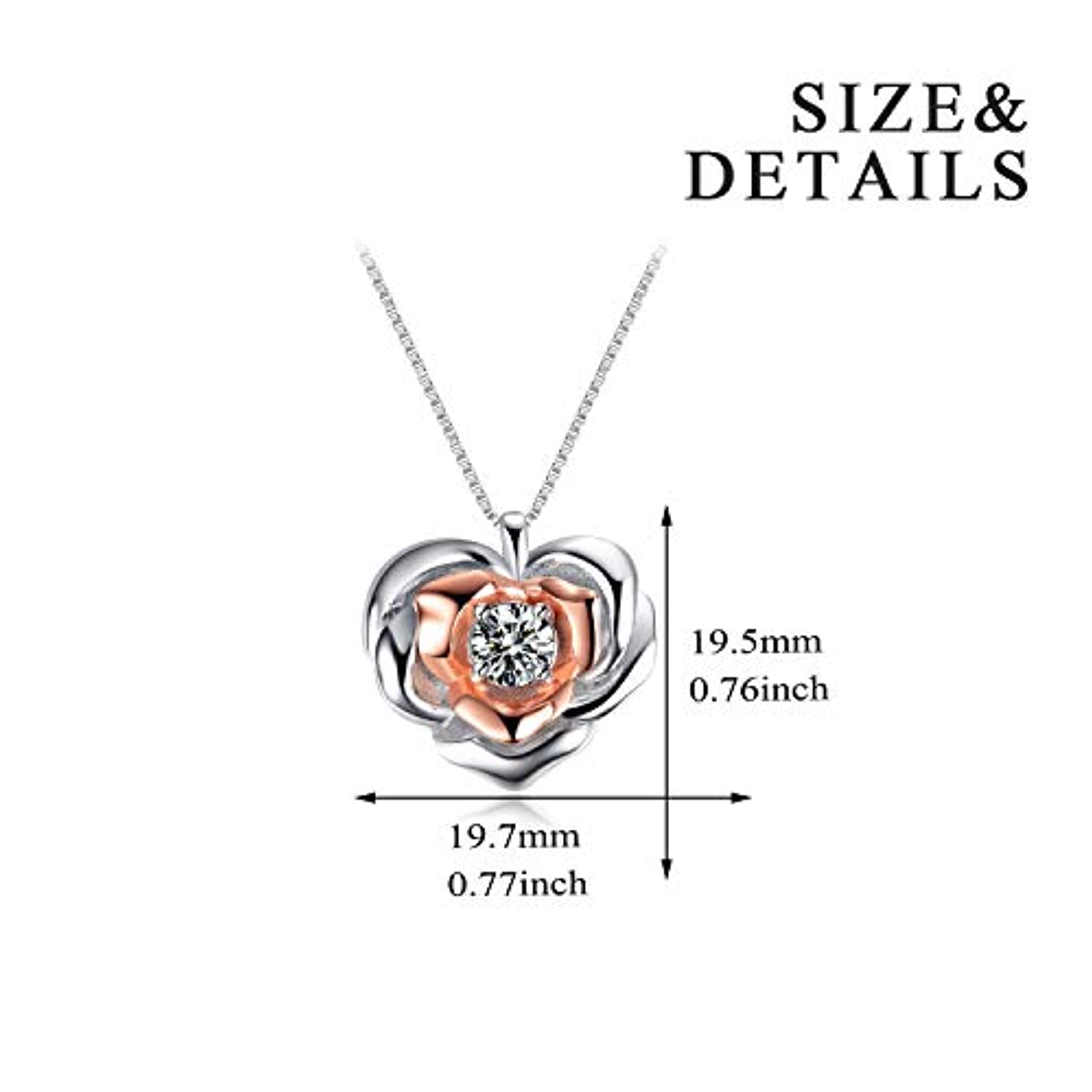 Sterling Silver Rose Flower, Heartbeat, Double Hearts, Celtic Necklace for Mom Girlfriend Wife Sisters