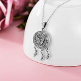 Sterling Silver Butterfly Dream Catcher Lockets Necklace That Holds Pictures Feather Dream Catcher Pendant Necklaces for Women Girlfriend
