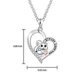 Cute Animal Heart Pendant Necklace Squirrel's Love 925 Sterling Silver Birthday Jewelry for Women Girls