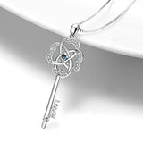 Sterling Silver Celtic Jewelry for Women, Love Knot Irish Key Pendant Necklace for Her