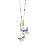 1.21 Ct Marquise Blue Tanzanite 18K Rose Gold Plated 925 Sterling Silver Butterfly Pendant