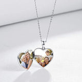 Heart Locket Necklace That Holds Pictures, Sterling Silver Swan Photo Picture Locket Necklace For Women