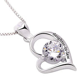Sterling Silver Daughter-in-Law Love Heart Cubic Zirconia Pendant Necklace