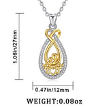 Gift for Mom, 925 Sterling Silver Heat Pendant Necklace Family Love, Mom and Baby in Heart, Two Tone Jewelry for Women
