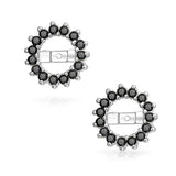 Cubic Zirconia CZ Round Halo Earrings Jackets For Studs 925 Sterling Silver For Women Jacket