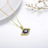 925 Sterling Silver Evil Eye With CZ Pendant Necklace  for Women