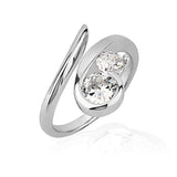 925 Sterling Silver Cubic Zirconia CZ Swirl Two (2) Stone Knuckle Midi or Thumb Fashion Ring