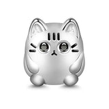 Silver Cute Cat Charm 