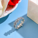 925 Sterling Silver CZ Dazzling Daisy Rings Cubic Zirconia Flower Rings Stackable Ring for Women and Girls