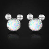 Mouse Earrings Mouse Gifts Mouse Jewelry Sterling Silver Opal Earrings for Women
