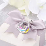 925 Sterling Silver Unicorn Rainbow Pendant Necklace Jewelry For Girl Women