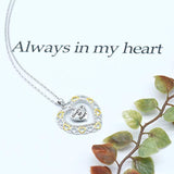 925 Sterling Silver Double Heart Pendant Necklace Always in My Heart Jewelry for Women Mother Mom