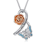rose flower butterfly necklace