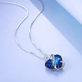 I Love You Mom Series - Sterling Silver Mom and Infinite Love Necklace  Heart Pendant with Blue Crystal - Fine Jewelry Birthday Gifts for Mom