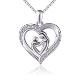 Silver Mother's Love Heart Pendant Necklace 