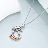 Sterling Silver Dolphin Necklace for Women Cute Animal Jewelry Gift