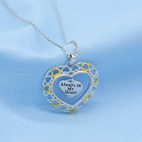 925 Sterling Silver Double Heart Pendant Necklace Always in My Heart Jewelry for Women Mother Mom