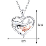 Mother Daughter Necklace - 925 Sterling Silver Dolphin Heart Shaped Animal Jewelry Pendant Necklace for Women