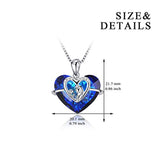 925 Sterling Silver Mother Child Love Necklace with Blue Heart Crystals Mothers Birthday Jewelry Gifts