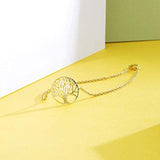 Yellow Gold Filled Tree of Life Minimalist Chain Bracelet Gifts for Women Mom Lover Family with Gorgeous Jewelry Box