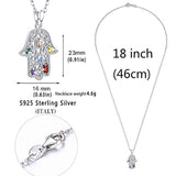 Evil Eye Hamsa Necklace for Women/Girls, 925 Sterling Silver Hand of Fatima Good Luck Pendant with Zirconia
