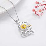 S925 Sterling Silver Heart Sunflower Necklace You are My Sunshine Necklace Jewelry for Women Girlfriend