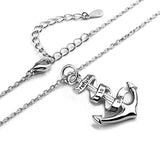 925 Sterling Silver Engraved Anchor Pendant Necklace Gifts for Nautical Sailors Pirate Friends