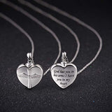 925 Sterling Silver Angel Wings Cross Urn Pendant Necklace Keepsake Memorial Heart Cremation Jewelry for Ashes