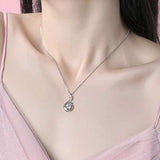 White Gold Plated 925 Sterling Silver Phenix  Moissanite Pendant Necklace for Women