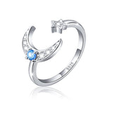  Silver Cz Moon Star Open Ring