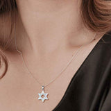 Sterling Silver Created Fire Opal Star Necklace Danity October Birthstone Fine Jewelry for Women