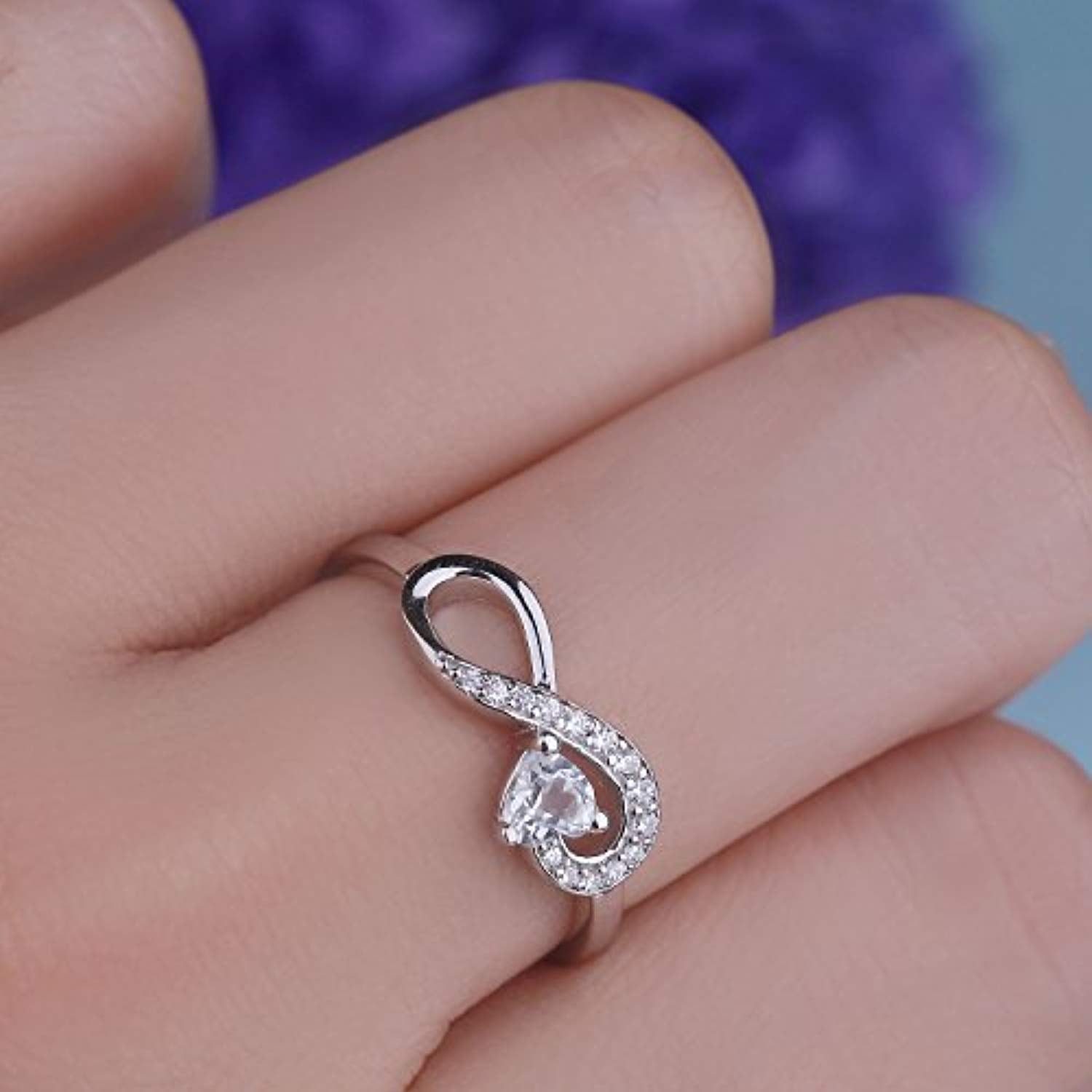 Buy White Gold Plated 925 Sterling Silver Rings for Women, Infinity Forever  Love Knot Promise Ring for her, Anniversary CZ Simulated Diamond Ring,  Girls Womens Jewellery Gifts Online at desertcartINDIA