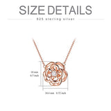 Rose Flower Necklace Sterling Silver Rose Gold-plated Necklace, Crystal from Swarovski, Anniversary Birthday Jewelry Gifts for Women