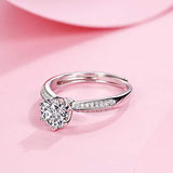 925 Sterling Silver Moissanite 6 Prong Flower  Wedding Engagement Ring for Women Jewelry