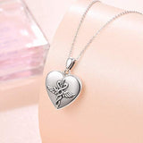 Heart Locket Necklace That Holds Pictures, Sterling Silver Swan Photo Picture Locket Necklace For Women