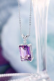 Purple Amethyst and White Diamond 925 Sterling Silver Pendant Necklace 6.52 Cttw With 18 Inch Silver Chain
