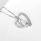 Angel caller Penguin Necklace Sterling Silver Cubic Zirconia Heart Shape Penguin Gifts for Women Girls, 18
