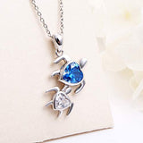 Sterling Silver Mom and Baby Turtle Necklace Cubic Zirconia  Pendant Turtle Jewelry for Women