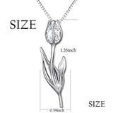 Sterling Silver Flowers Tulip Pendant Necklace For Women