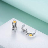 925 Sterling Silver Feather Cross Hoop Earrings for Women Girls,  Huggie Small Hoop Earrings for Men Boys