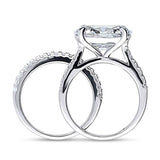 Rhodium Plated Sterling Silver Oval Cut Cubic Zirconia CZ East-West Solitaire Engagement Wedding Ring