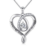  Silver CZ  Love Heart Pendant Necklace