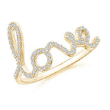 Unique Shape Set Round Diamond Cursive in 14K Yellow Gold For Lovers