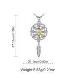 Sterling Silver Dream Catcher Flower Necklace for Women, Cubic Zirconia Feather Pendant Gifts for  Women
